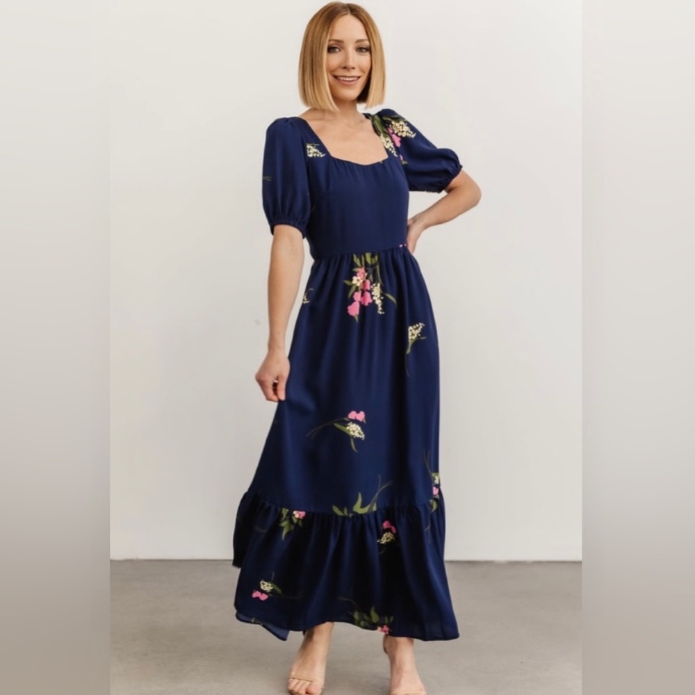 SugarLips Abby Floral Blue Maxi Dress Medium